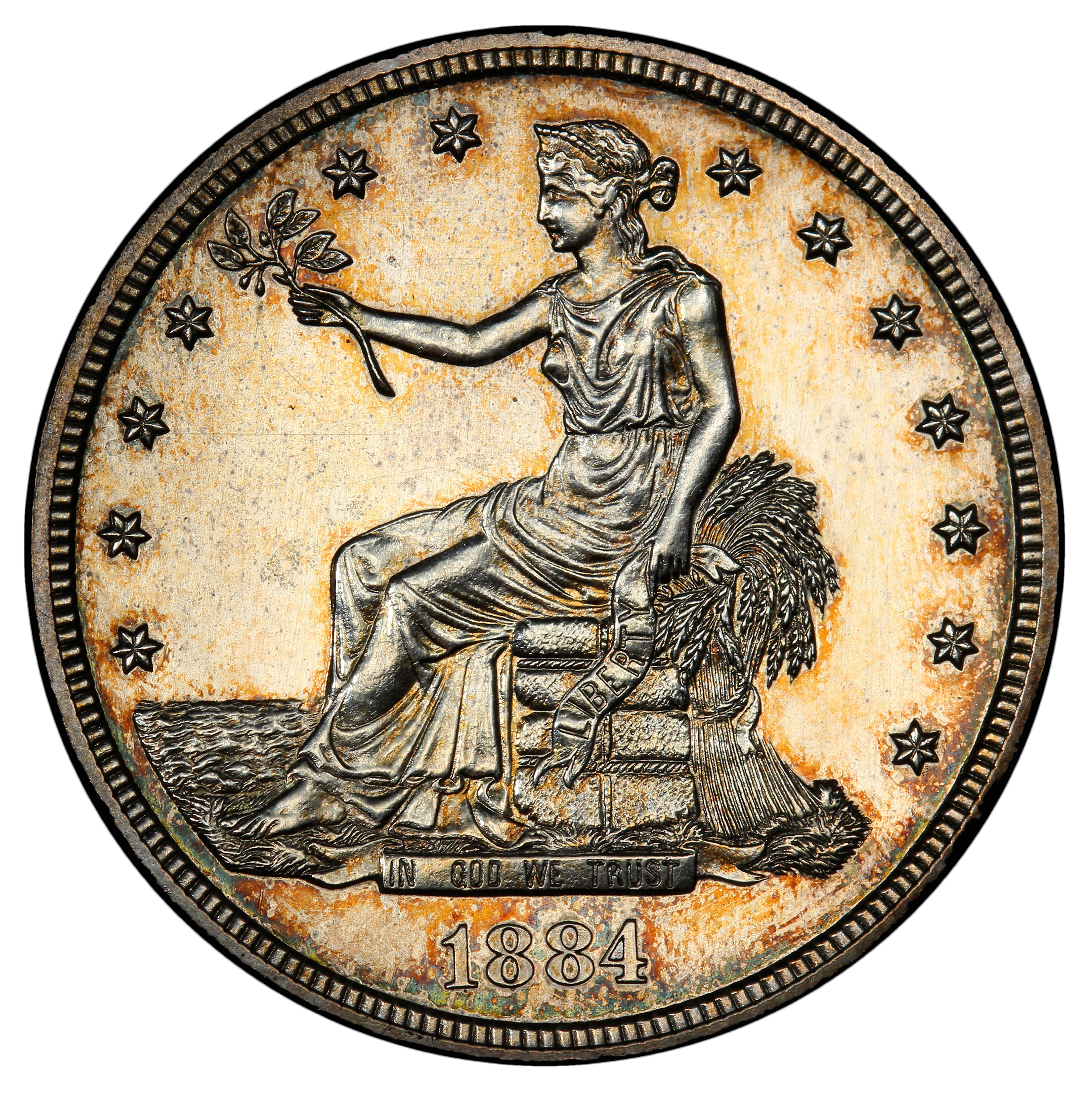 Obverse design of the 1884 Trade Dollar